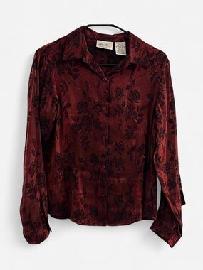 Vintage 1990s “Kathie Lee Collection” Witchy + Moody Floral Button Down Top